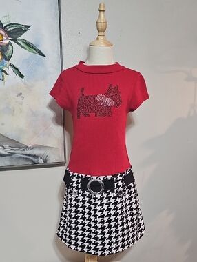 3 for $20 🐾 Pink & Violet Scottie Dog Rhinestone Dress Sz 7/8